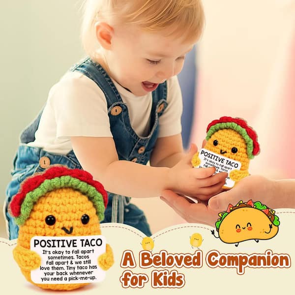 Multicolor Crochet Taco with Inspirational Design for Men Women Self-Care Emotional Gift and Finial Home Decor (1-Pack)