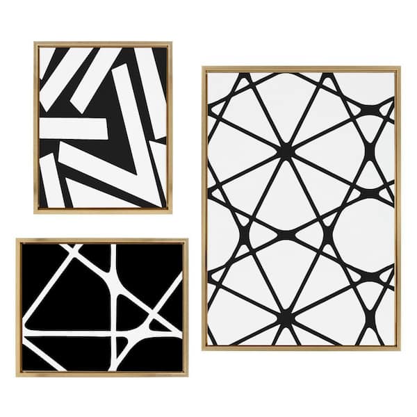 Kate and Laurel Sylvie Elevated Modern Black and White by the Creative Bunch Studio 3-Piece Framed Art Print 23 in. x 33 in.