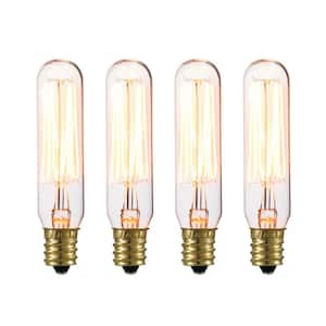 40 Watt T6 Tube Dimmable Cage Filament Vintage Edison Incandescent Light Bulb, Warm Candle Light (4-Pack)