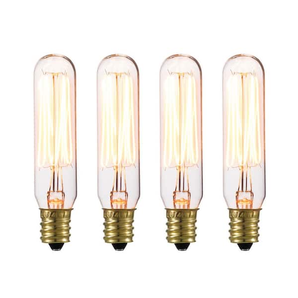 Globe Electric 40 Watt T6 Tube Dimmable Cage Filament Vintage Edison Incandescent Light Bulb, Warm Candle Light (4-Pack)