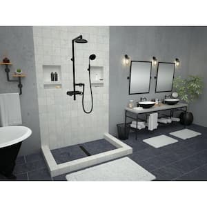 Redi Trench 36 in. x 48 in. Triple Threshold Shower Base with Center Drain and Matte Black Trench Grate