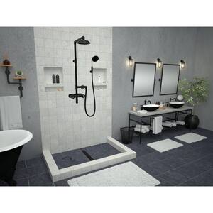 Redi Trench 36 in. x 60 in. Triple Threshold Shower Base with Center Drain and Matte Black Trench Grate