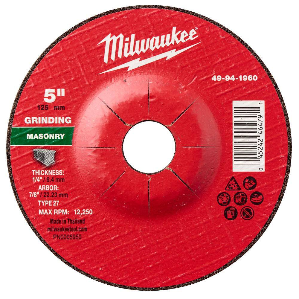 5 in. x 1/4 in. x 7/8 in. Masonry Grinding Wheel-Type 27 price history on PriceWatchPro