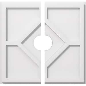1 in. P X 5-1/2 in. C X 16 in. OD X 3 in. ID Embry Architectural Grade PVC Contemporary Ceiling Medallion, Two Piece
