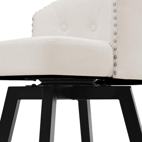 LUE BONA 26 in. Beige Fabric Upholstered Metal Frame Counter