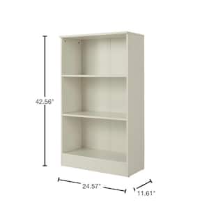 43 in. Off White 3-Shelf Basic Bookcase with Adjustable Shelves
