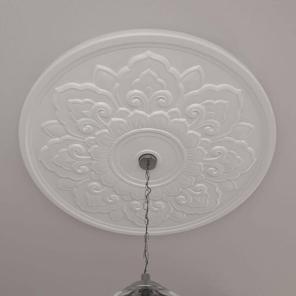 Canomo 24-Inch White Ceiling Medallion 4-Piece Set – Lightweight Polyurethane, 5-Inch Center Hole, Easy DIY Install Around Chandeliers