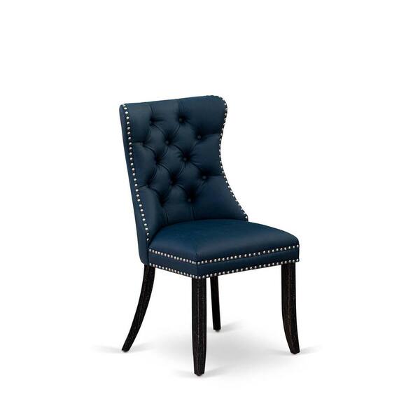Navy blue faux leather dining chairs discount