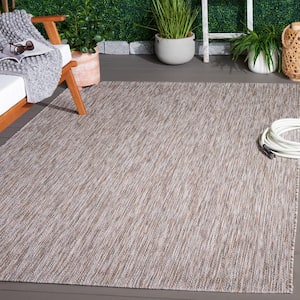 Courtyard Ivory/Beige Gray 7 ft. x 7 ft. Dotted Diamond Indoor/Outdoor Square Area Rug