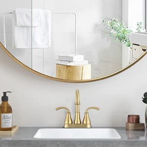 4 in. centerset Double-Handles 360 Swivel Spout Bathroom Faucet Combo Kit with Drain Assembly in Brushed Gold