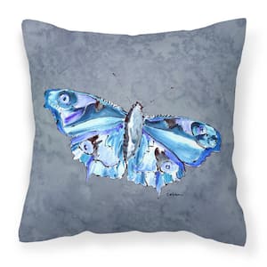 14 in. x 14 in. Multi-Color Lumbar Outdoor Throw Pillow Butterfly on Gray Canvas