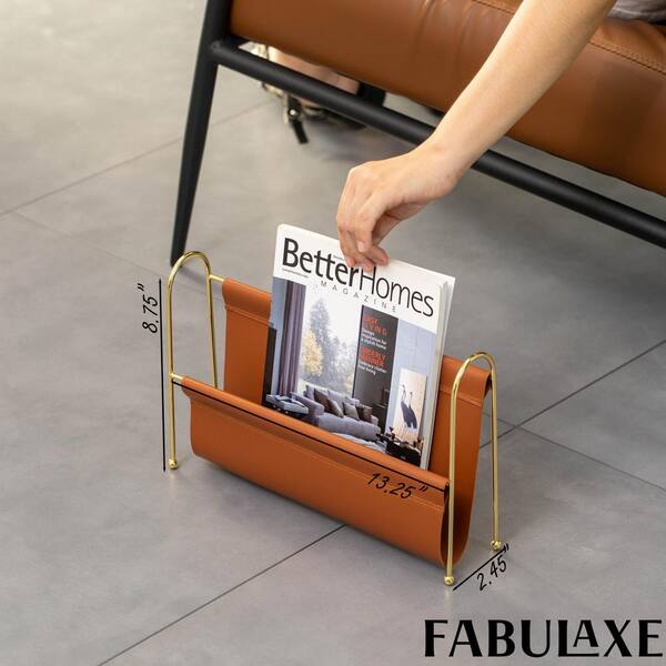 FABULAXE 9 in. Magazine Rack, Floor Standing Book Basket, Newspaper Holder, Brochures and File Holders, and Desk Accessory