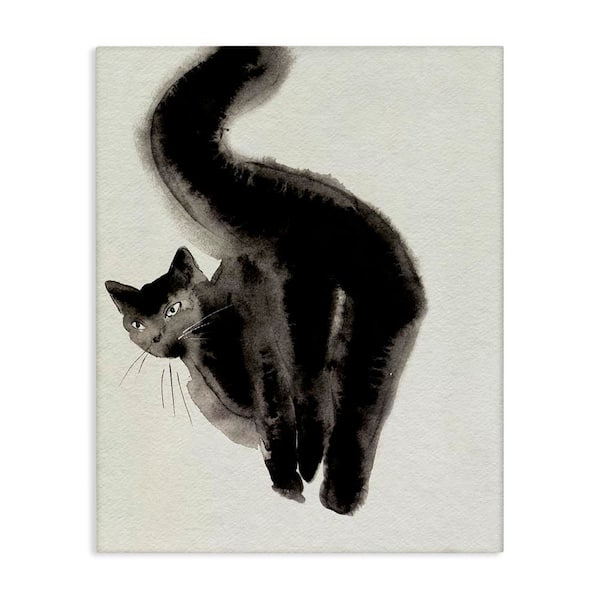 Stupell Industries Fun Black Cat Behind by Melissa Wang Unframed Animal Graphic Art Print 40 in. x 30 in.