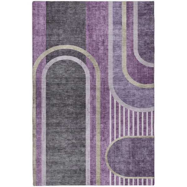 Dream Shag Premium Machine Washable Abstract ADS532 Purple 5 ft. x 7 ft. 6 in. Area Rug
