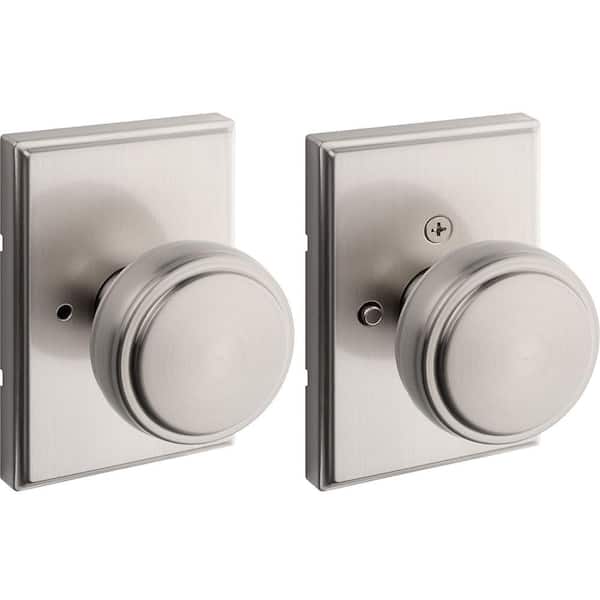 Sora Satin Nickel Rectangle Bed/Bath Door Knob with Microban Antimicrobial Technology