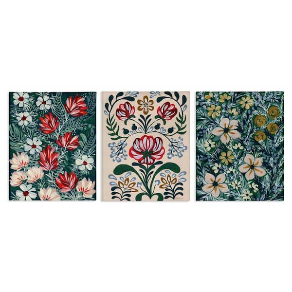 Stupell Industries Boho Folksy Florals by Yvette St. Amant 3-Pieces Unframed Nature Graphic Art Print 14 in. x 11 in.