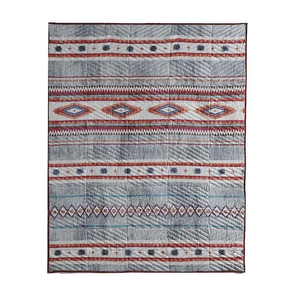 Benjara Multi-Colored Abstract Print Cotton Throw Blanket