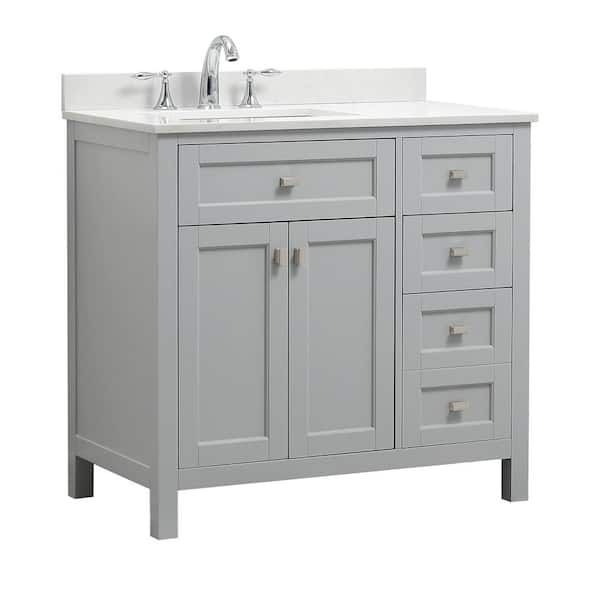 Cahaba Juniper 36 in. Vanity in Dove Gray with Engineered Stone Top & Ceramic Basin