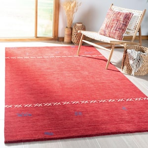 Himalaya Red 8 ft. x 10 ft. Solid Color Striped Area Rug