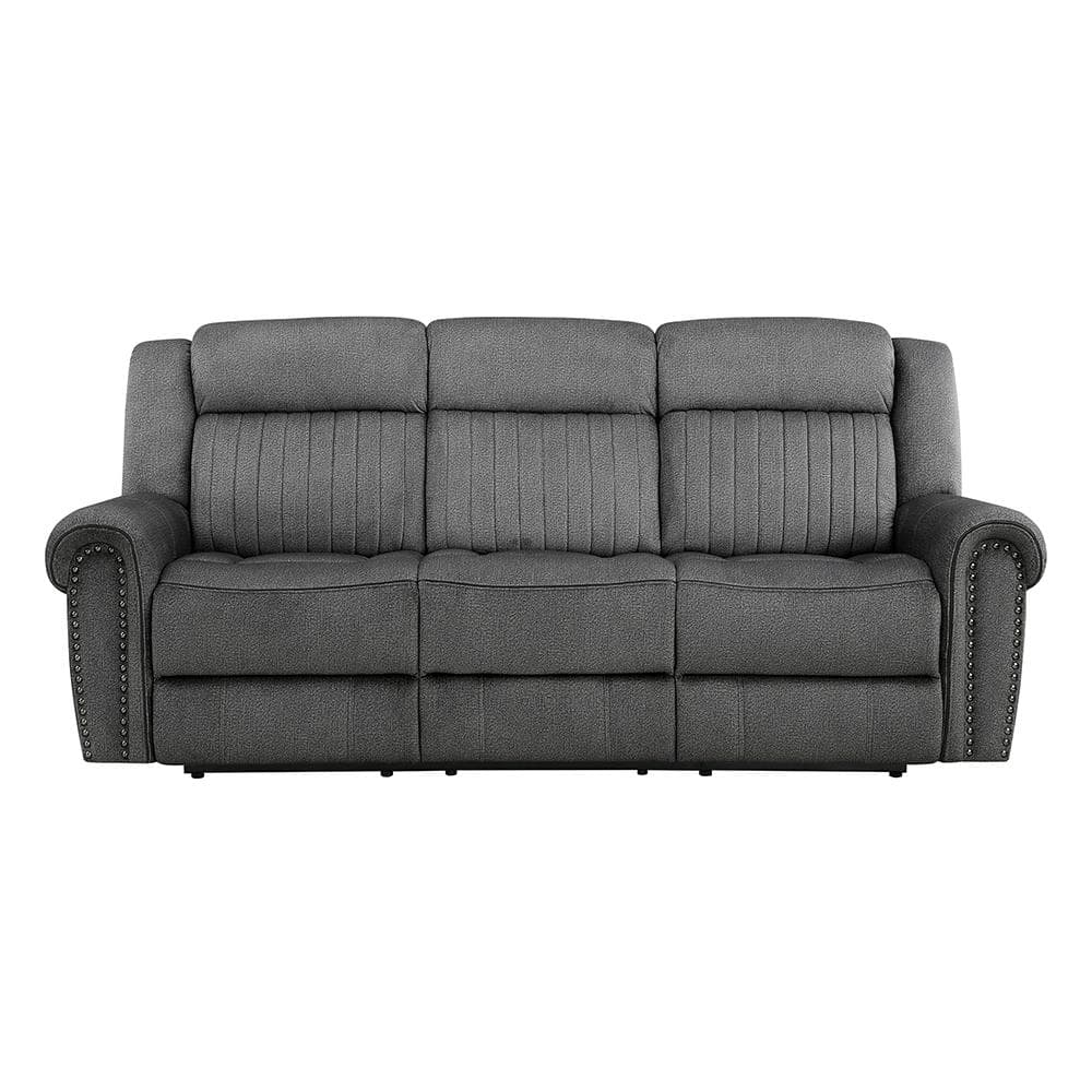 Abington 89 in. W Rolled Arm Microfiber Rectangle Power Reclining Sofa in. Charcoal -  Homelegance, 9204CC-3PW