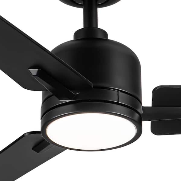 Keazile 48 in. Indoor Black Ceiling Fan with 3-Color LED Light and Remote Control for Bedroom, Living Room, Dining Room