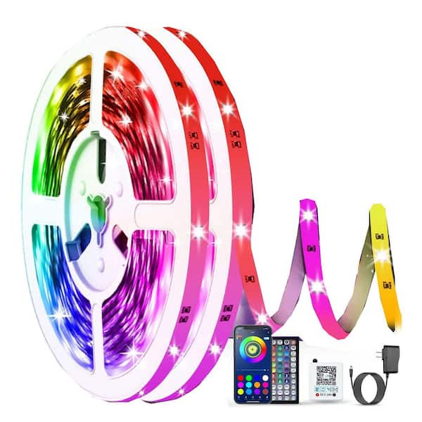 LED Strip Lights 2.3 in. Outdoor RGB Color Changing with Music Sync and Remote Control for Room Decoration