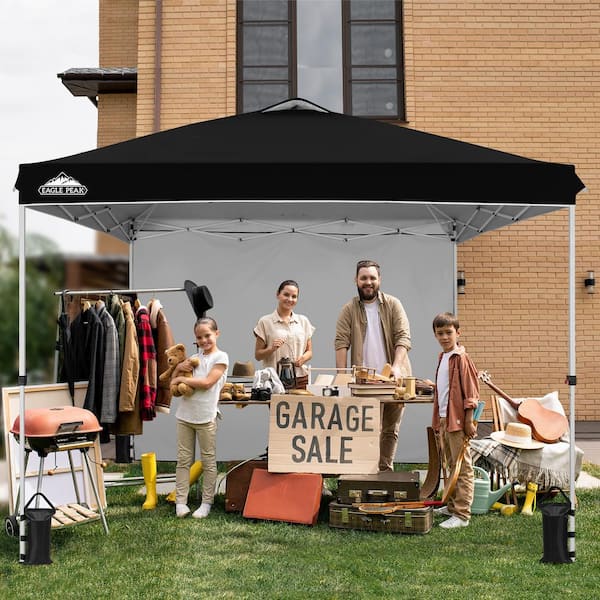 EAGLE PEAK 10 ft. x 10 ft. Commercial Pop up Canopy Tent with One Sidewall and 4-Sand Bags
