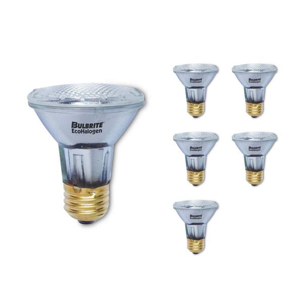 Bulbrite 39-Watt Equivalent PAR20 with Medium Screw Base E26 Dimmable Soft White Light 2900K Halogen Light Bulb (6-Pack)