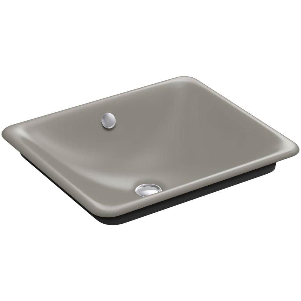 Kohler Iron Plains Vessel Cast Iron Bathroom Sink In Cashmere With Black Iron Painted Underside And Overflow K 5400 P5 K4 The Home Depot