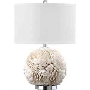 Pauley 23 in. White Flower Table Lamp with Off-White Shade
