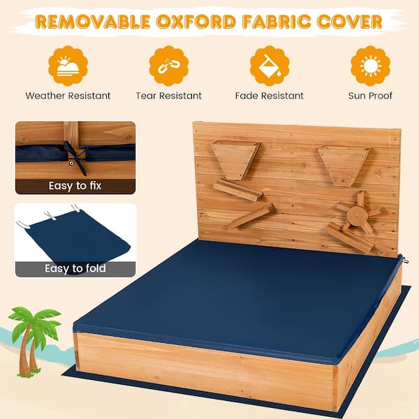 VEAREAR Outdoor Folding Box Removable Wooden Board Top Lid Large