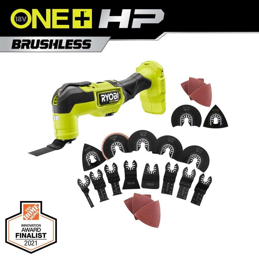 RYOBI ONE+ HP 18V Brushless Cordless Multi-Tool with 16-Piece Oscillating  Multi-Tool Blade Accessory Set PBLMT50B-A241601 The Home Depot
