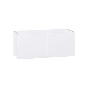 Fairhope Bright White Slab Assembled Wall Bridge Kitchen Cabinet (36 in. W x 15 in. H x 14 in. D)