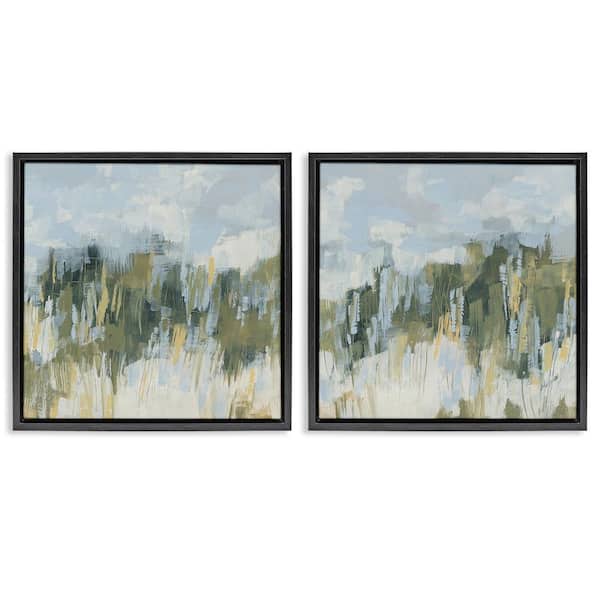 Abstract Brushed Landscape by June Erica Vess 2-Piece Black Floater Frame Graphic Art Print Abstract 25 in. x 25 in.