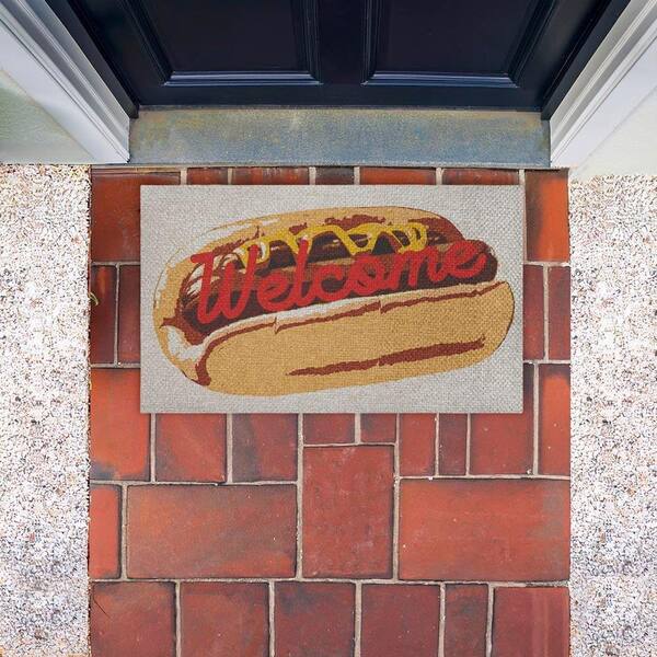 Stupell Industries Welcome Hotdog Pop Style Brown 18 in. x 30 in