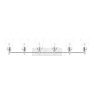 Wakefield 48.5 in. 6-light Chrome Modern indoor vanity with Clear Glass Shades
