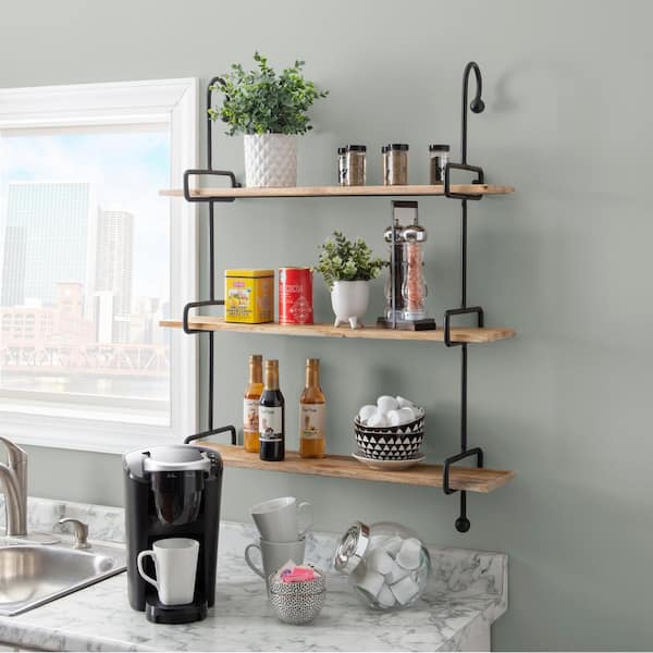 Powell Company Wendy 31 in. W x 8.5 in. D Brown Wood and Black