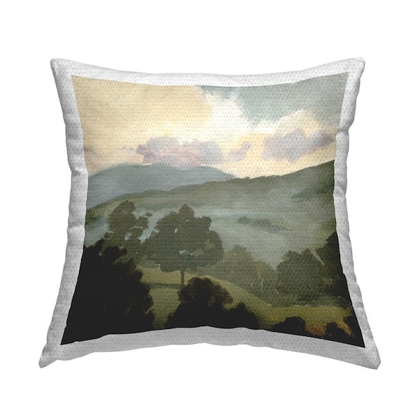 Green Countryside Landscape Green Square Outdoor Throw Pillow
