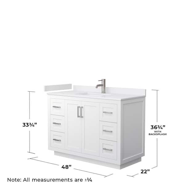 Miranda 48 in. W Single Bath Vanity in White with Cultured Marble Vanity Top in White with White Basin