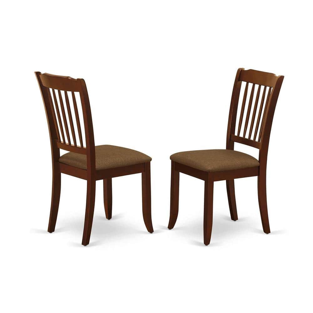 Mahogany Linen Fabric Upholstered Wood Chairs With Cushion, (Set of 2)