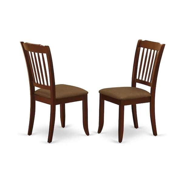 East West Furniture Mahogany Linen Fabric Upholstered Wood Chairs With Cushion, (Set of 2)