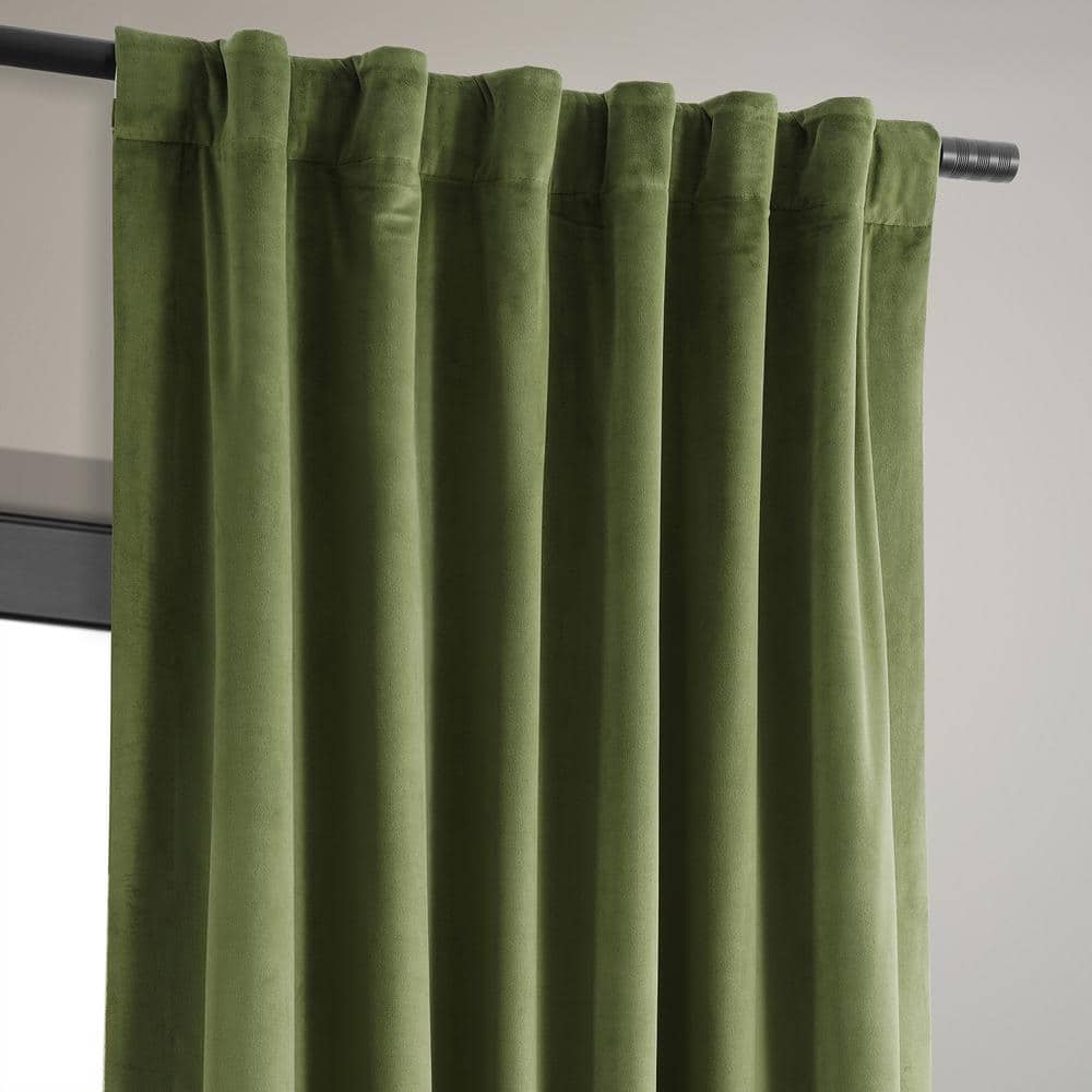 Basque Green Velvet Blackout Curtain Panel, 50" x 96"