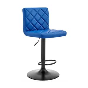 The Duval 37-46 in. H Adjustable Blue Faux Leather Swivel Bar Stool