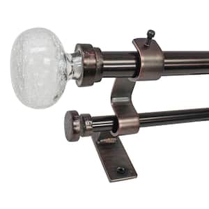 36 in. - 72 in. Double Curtain Rod in Oiled Bronze with Finial