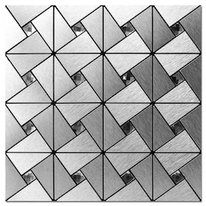 Windmill Puzzle Silver 12 in. x 12 in. Metal Aluminum Composite Peel and Stick Tiles for Kitchen (9.68 sq. ft./Pack)
