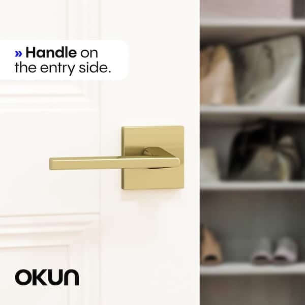 Okun Quadra Brass Brushed Champagne Gold Dummy Door Handle with