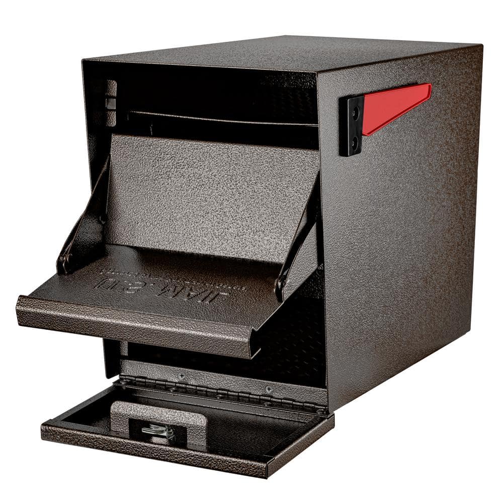 Bronze Lockable Steel Post-Mount Security Mailbox