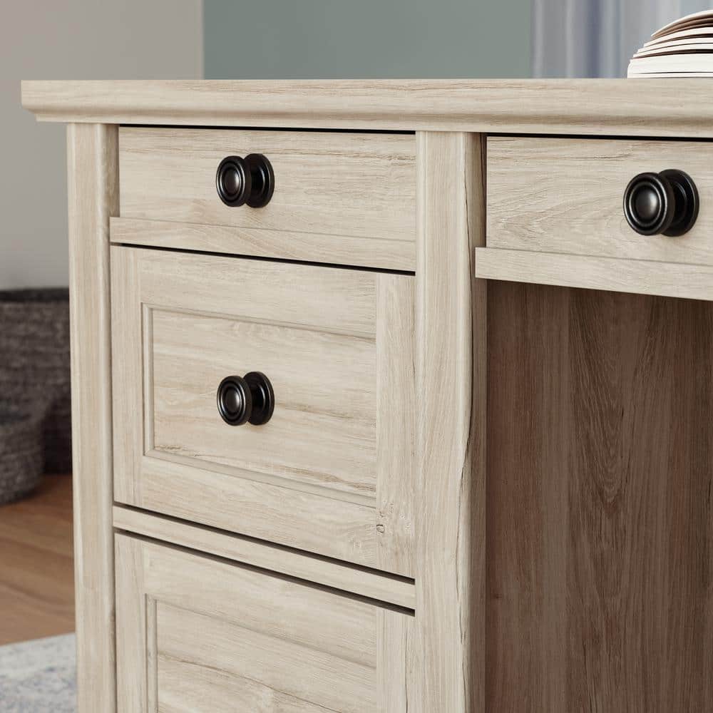 Chalk Oak Executive Desk with Drawers and Keyboard Tray
