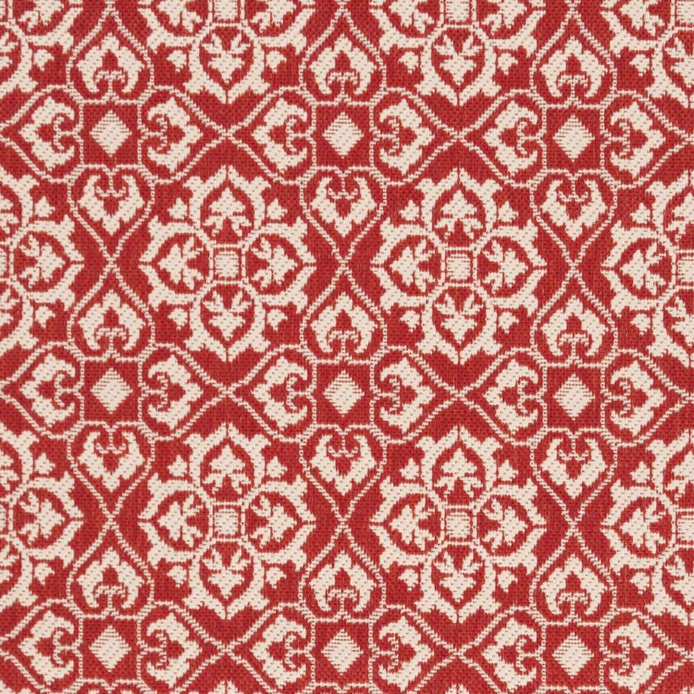 Red and Creme Reversible Synthetic Area Rug, 4'0" x 5'7"