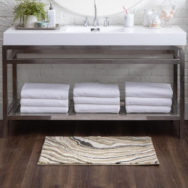Serpentine 21 in. x 34 in. Brown Polyester Machine Washable Bath Mat